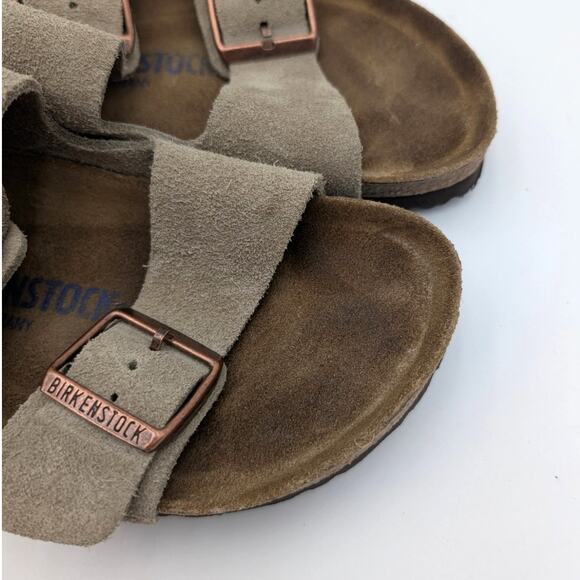 Birkenstock Arizona Soft Footbed Suede Leather Sandals Taupe Size USW7/M5 EU38 - Picture 14 of 15